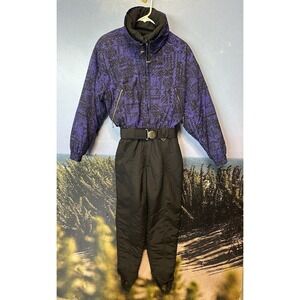FERA Skiwear Snowsuit One Piece‎ Vintage 80s 90s Womens Sz 12 Aztec Talon Zipper